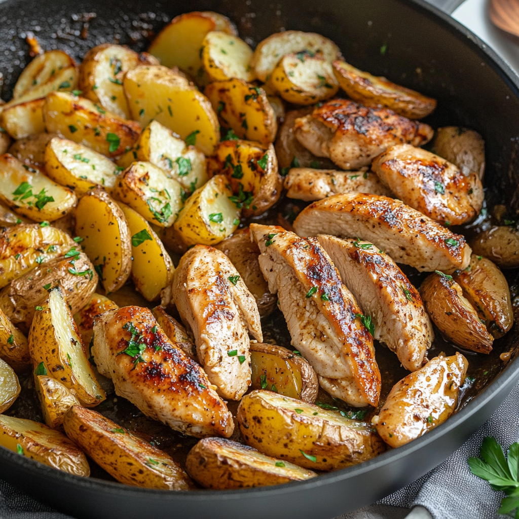 Garlic Butter Chicken and Potatoes Skillet