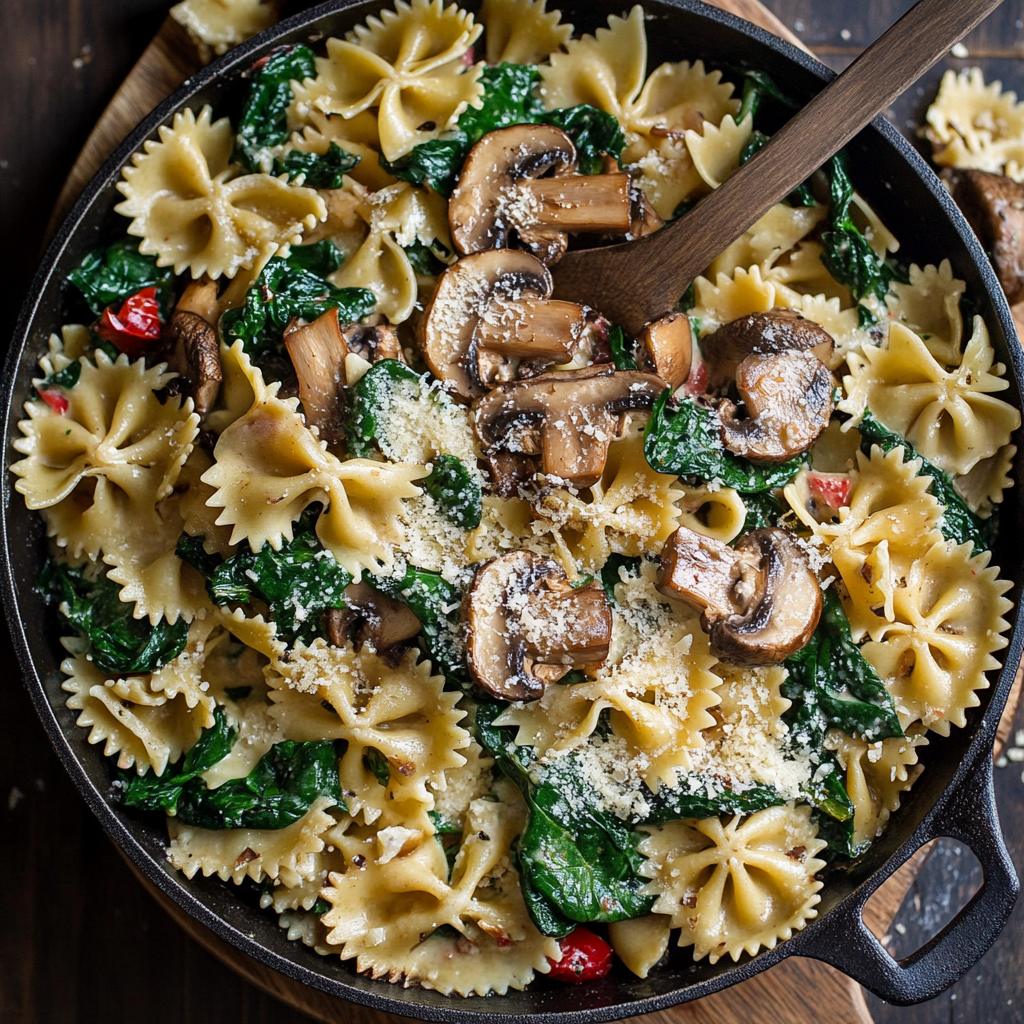 Parmesan Spinach Mushroom Pasta Skillet – A Creamy, Healthy One-Pan Wonder 11 lilya blogging Parmesan Spinach Mushroom Pasta Skillet cref e24889b2 1669 4701 902a a00429790a9f 0