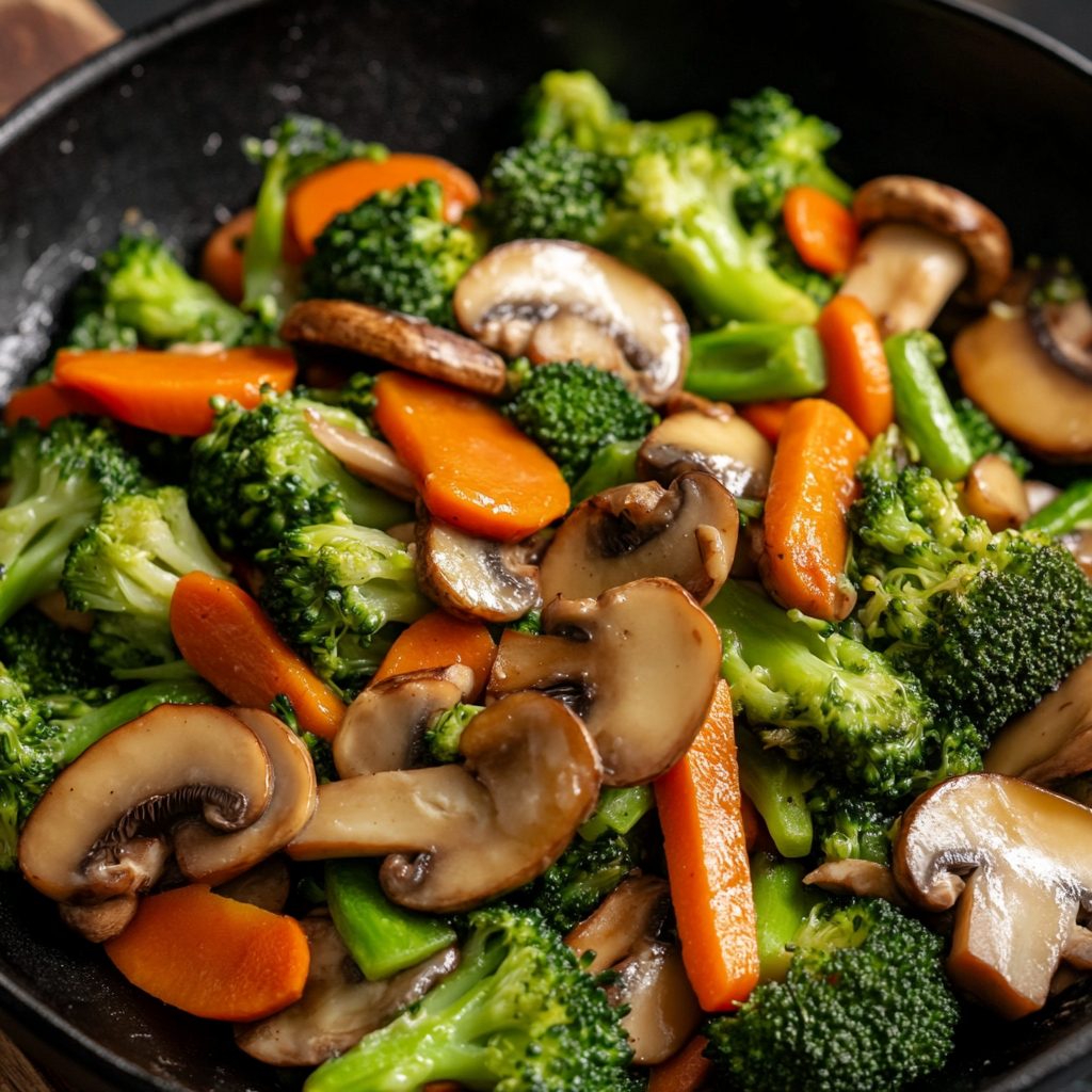 Sautéed Mushrooms with Broccoli: A Healthy, Flavorful Side Dish 9 Broccoli, mushrooms, and carrots sautéed together in a skillet