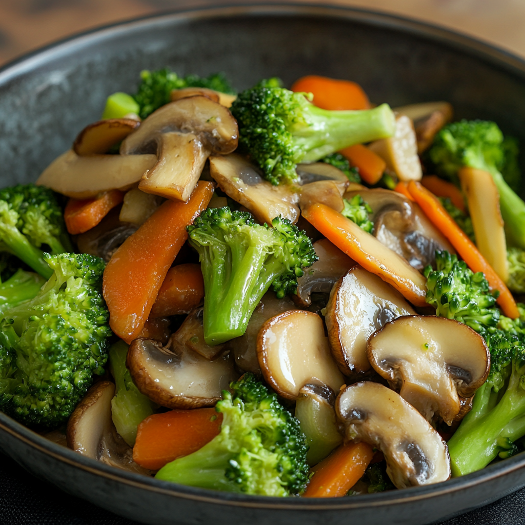 Sautéed Mushrooms with Broccoli: A Healthy, Flavorful Side Dish 10 Sautéed vegetables including broccoli, mushrooms, and carrots in garlic sauce