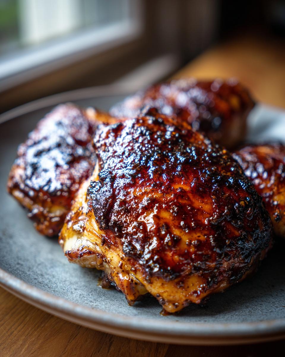 Close-up of Balsamic Baked Chicken Breast on a plate, showing the glaze and texture.
