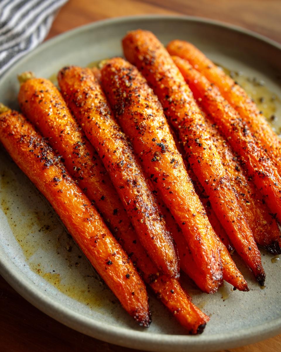 A plate of roasted Healthy Smashed Carrots, seasoned and ready to eat.