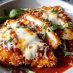 Delicious High Protein Chicken Parm in a bowl, topped with melted cheese, tomato sauce, and fresh basil leaves.