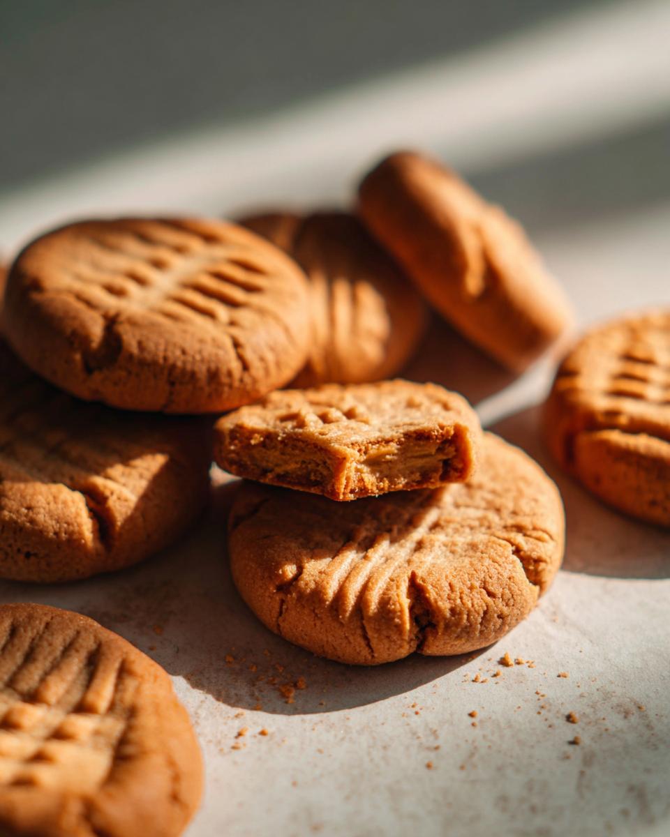 Close-up of Homemade Copycat Nutter Butters, one broken in half to show the peanut butter filling.