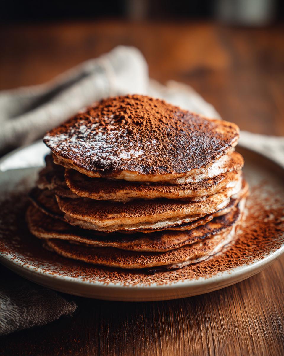 A stack of Keto Philly Cheesesteak Rolls, dusted with cocoa powder, on a rustic plate.