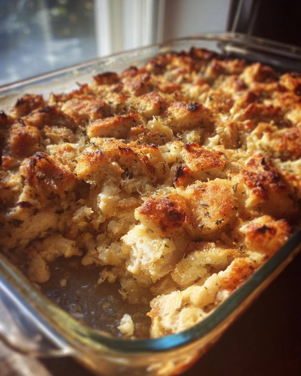 Freshly baked Maple-Bourbon Banana Bread in a glass baking dish, golden crust, ready to serve.