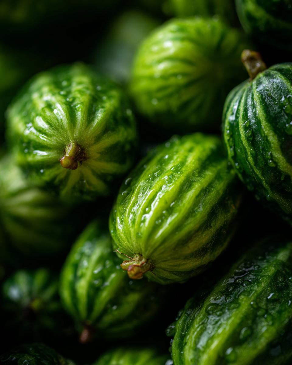 Close-up of fresh cucamelons, a key ingredient in Pineapple Cucumber Salad.
