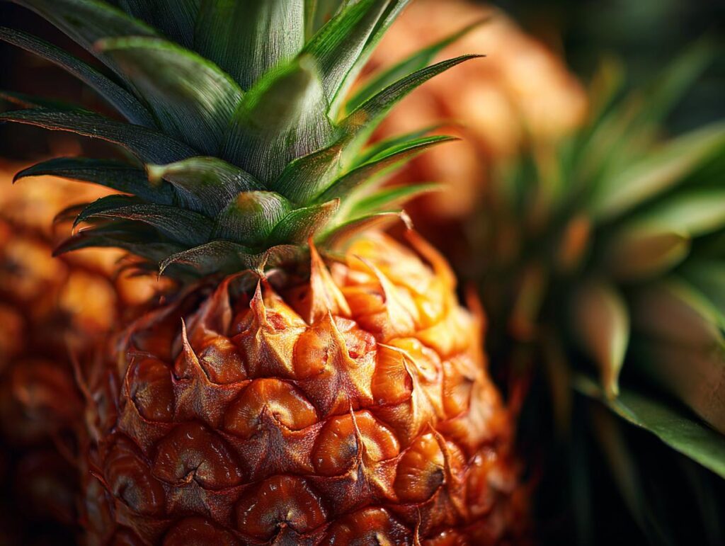 Close-up of a ripe pineapple, an ingredient for Pineapple Cucumber Salad recipe.