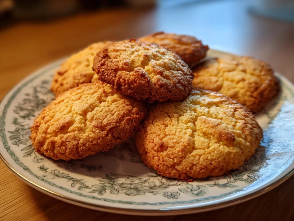 A plate of freshly baked Protein Greek Yogurt Cookie, golden brown and ready to eat.