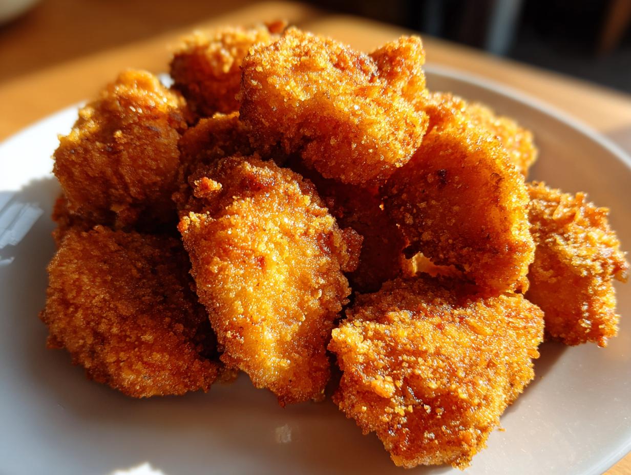 A plate piled high with golden-brown, crispy Tender Red Wine Meatballs, ready to be served.