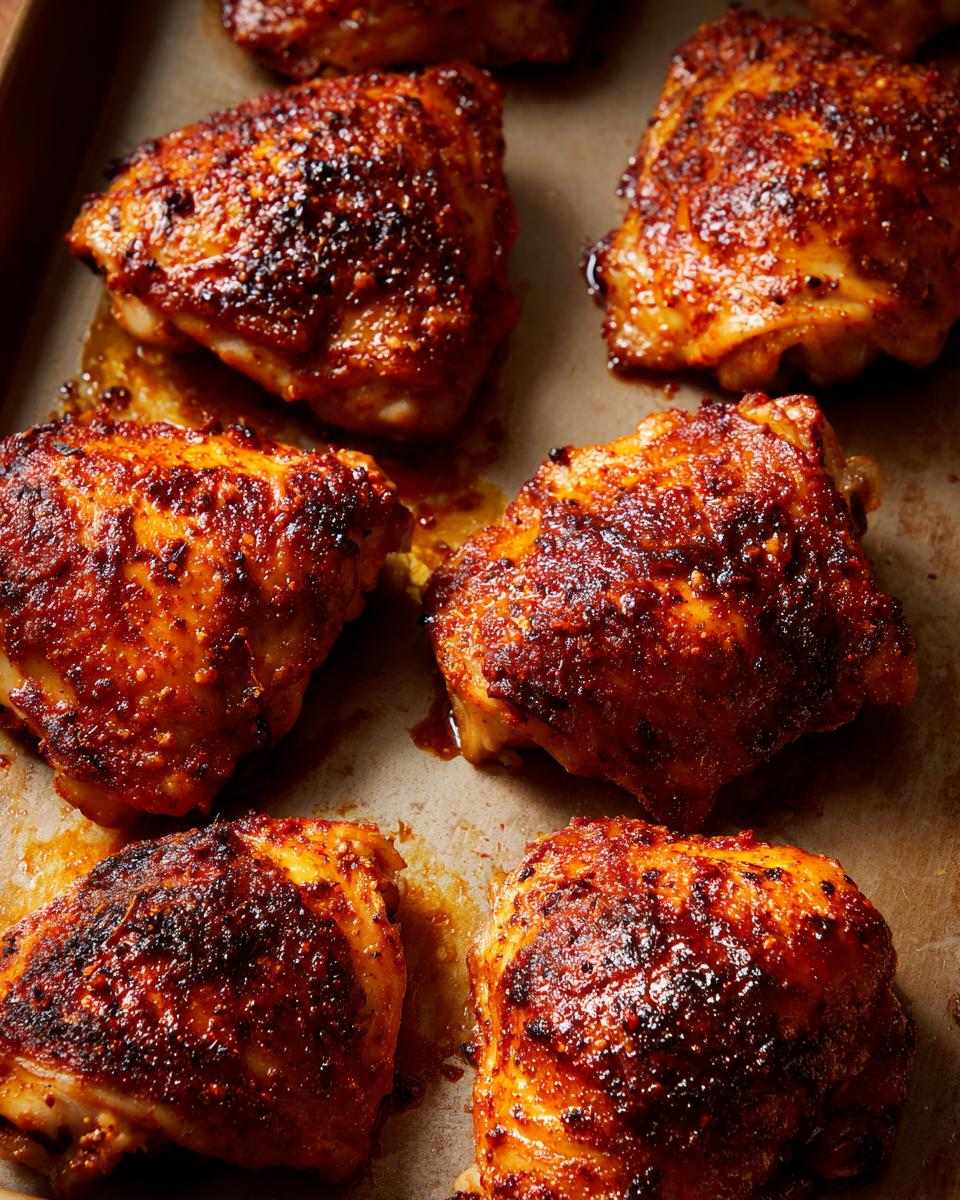 Oven-baked chicken thighs with crispy skin, part of the Ultimate Chicken Thigh Recipes Guide.