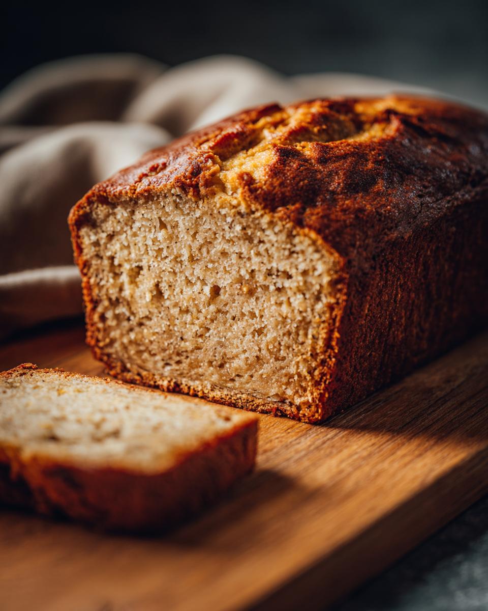 A loaf of freshly baked banana bread with a slice cut, showcasing the texture. Ultimate Banana Bread Guide: Ingredients, Temps, Tips