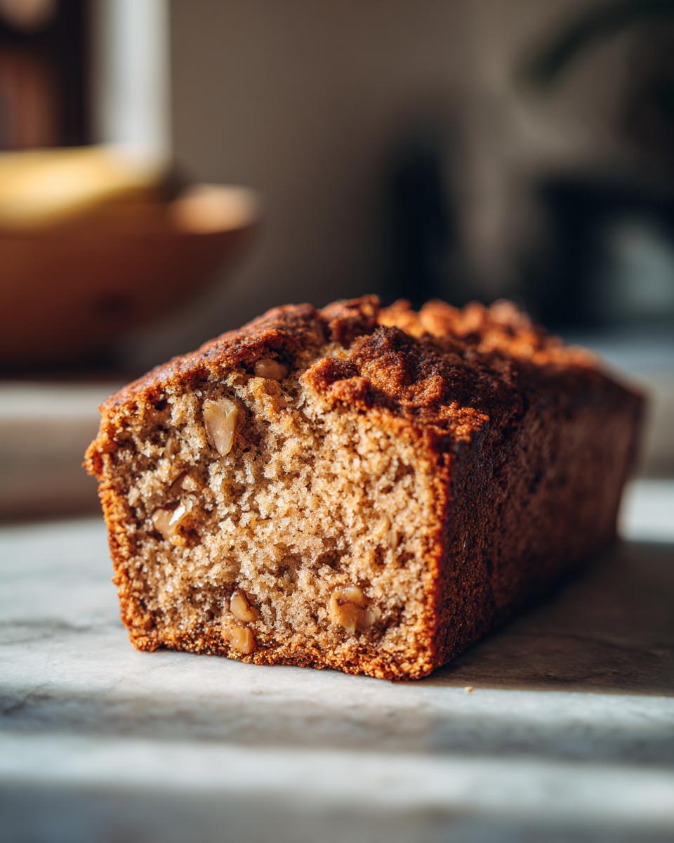 Close-up of Banana Bread Recipe Everyone Asks For, showing the texture and nuts.