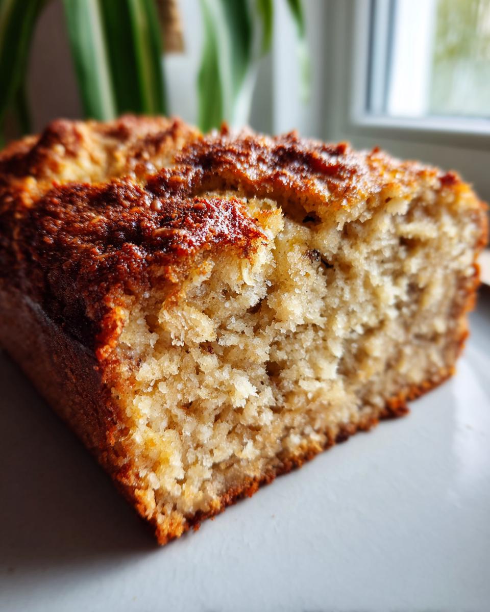 Close-up of a slice of Best Banana Bread 2025, showcasing its crispy outside and juicy inside texture.