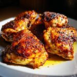 Close-up of crispy and juicy chicken thighs, showcasing the Best Chicken 2025 recipe results.