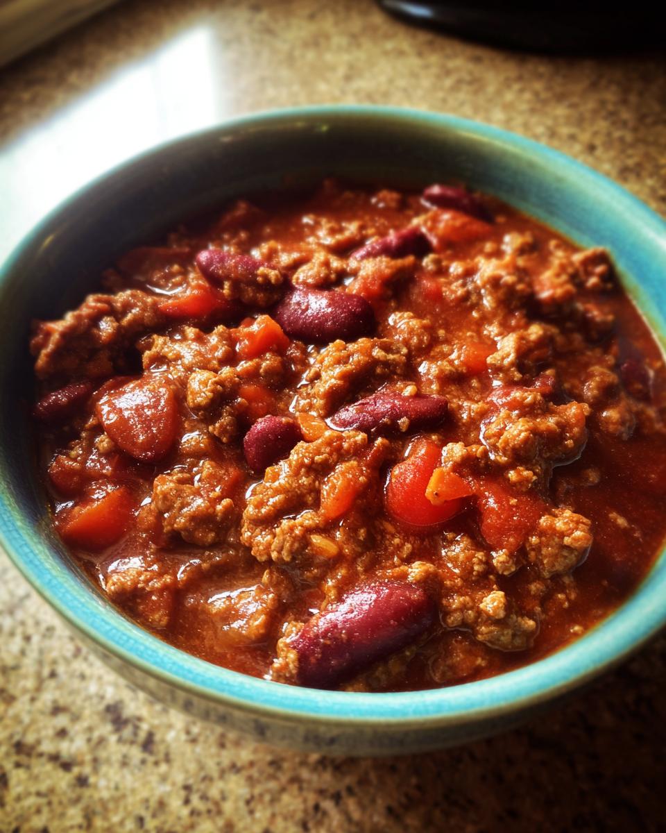 A hearty bowl of chili with kidney beans, tomatoes, and ground beef, perfect for What Makes Perfect Dinner Ideas? Try This.