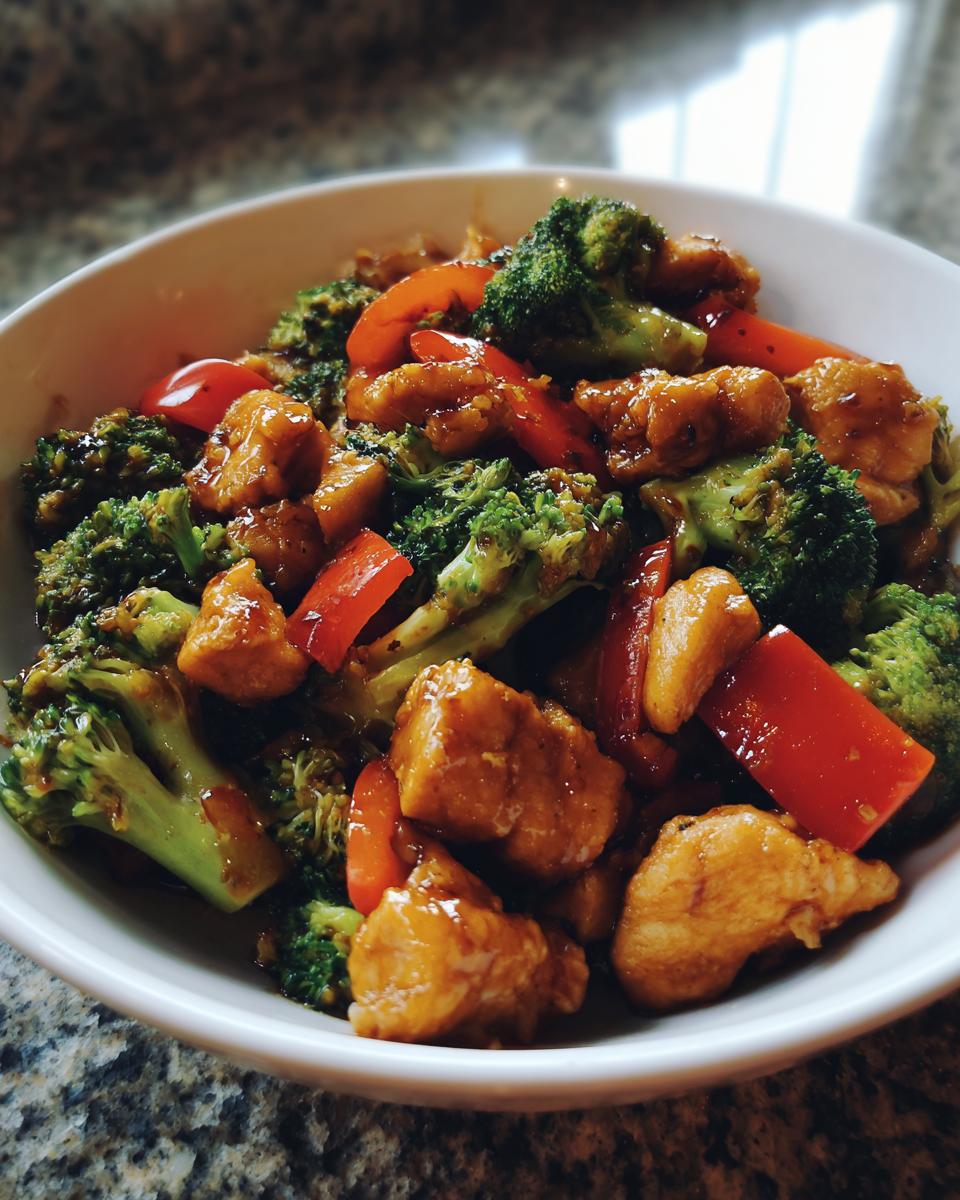 Bowl of chicken and broccoli stir-fry, a quick and easy dinner recipe for busy weeknights.
