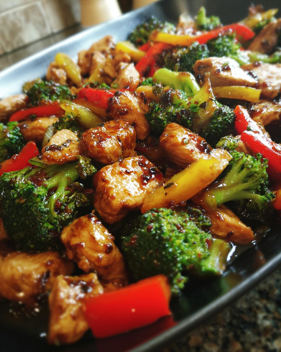 Chicken stir-fry with broccoli and bell peppers, perfect for Easy Dinner Recipes for Busy Weeknights.