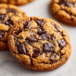 A close-up of a chocolate chip cookie, a contender for Best Thanksgiving Desserts 2025: Crispy Outside, Juicy Inside.