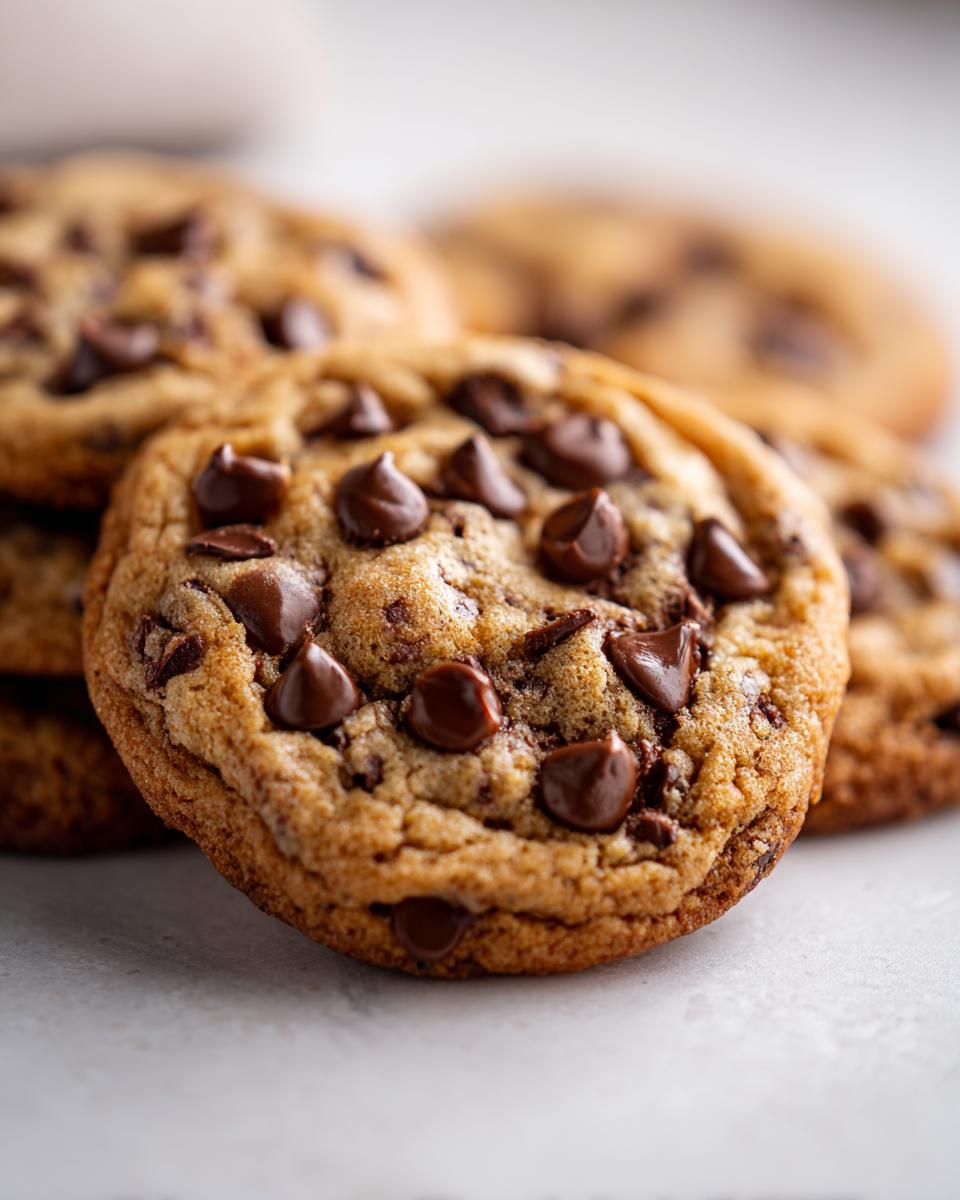 Close-up of chocolate chip cookies, a contender for Best Thanksgiving Desserts 2025: Crispy Outside, Juicy Inside.