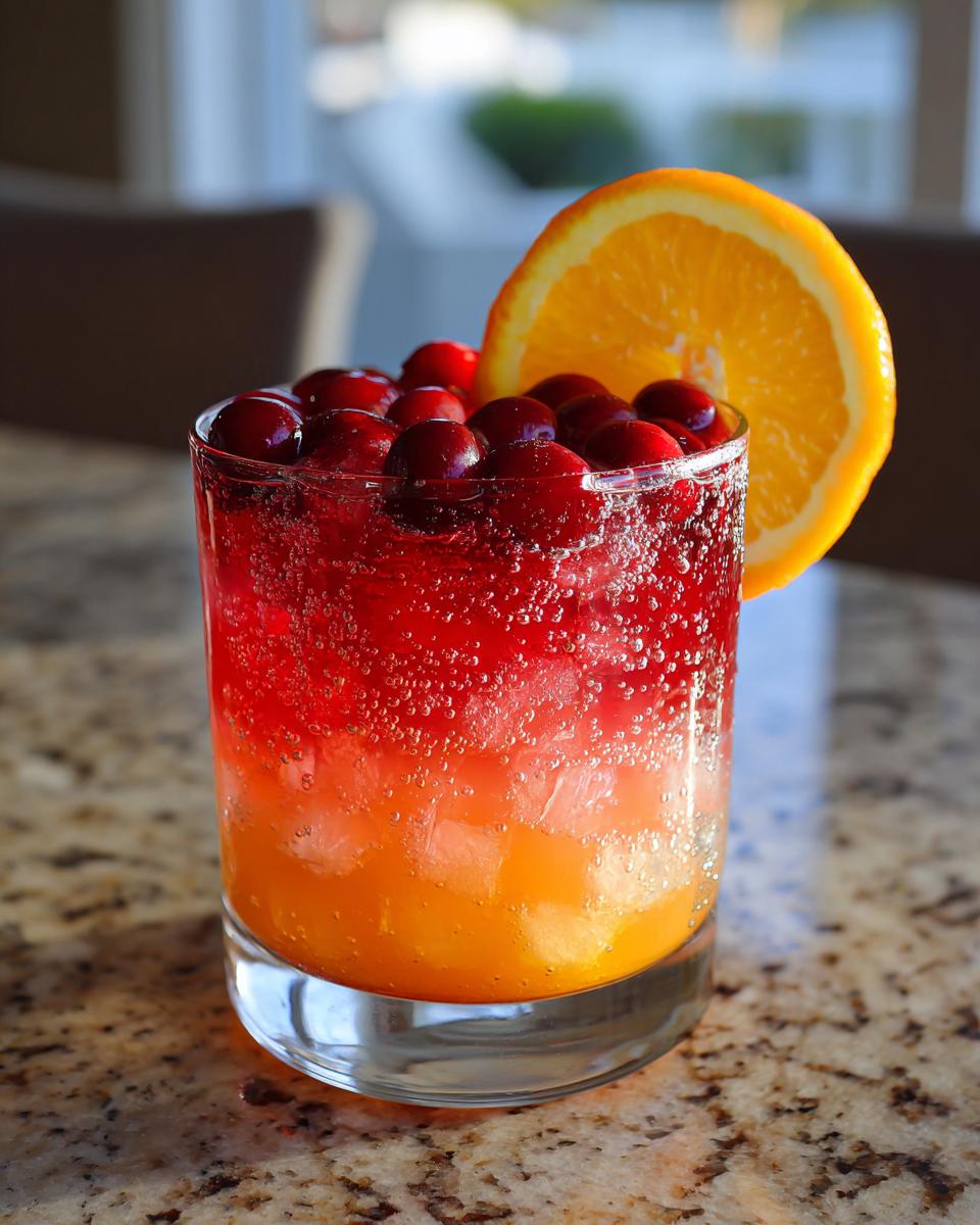 Festive Thanksgiving drink with cranberry, orange, and bubbles, garnished with an orange slice and cranberries. Best Thanksgiving Drinks 2025: Crispy Outside, Juicy Inside