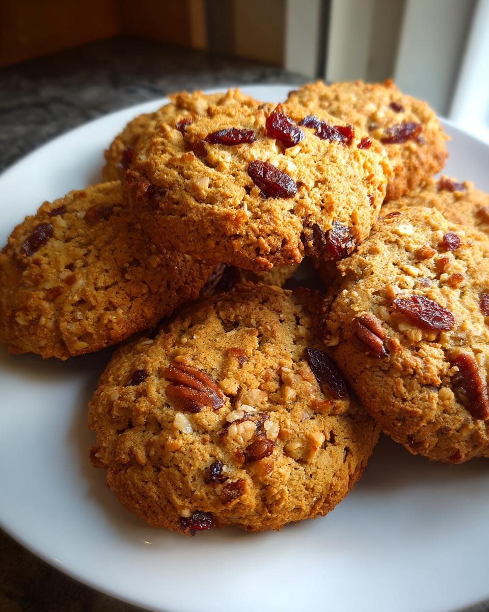 A plate of freshly baked cranberry pecan cookies, perfect for Thanksgiving Desserts in 20 Minutes.