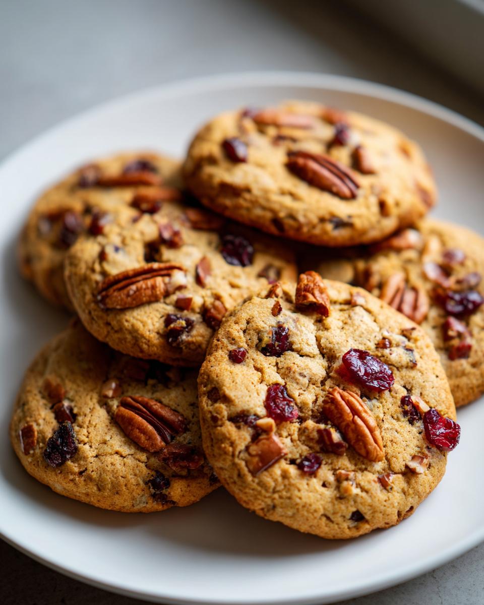 A plate of cranberry pecan cookies, perfect for Thanksgiving Desserts in 20 Minutes.