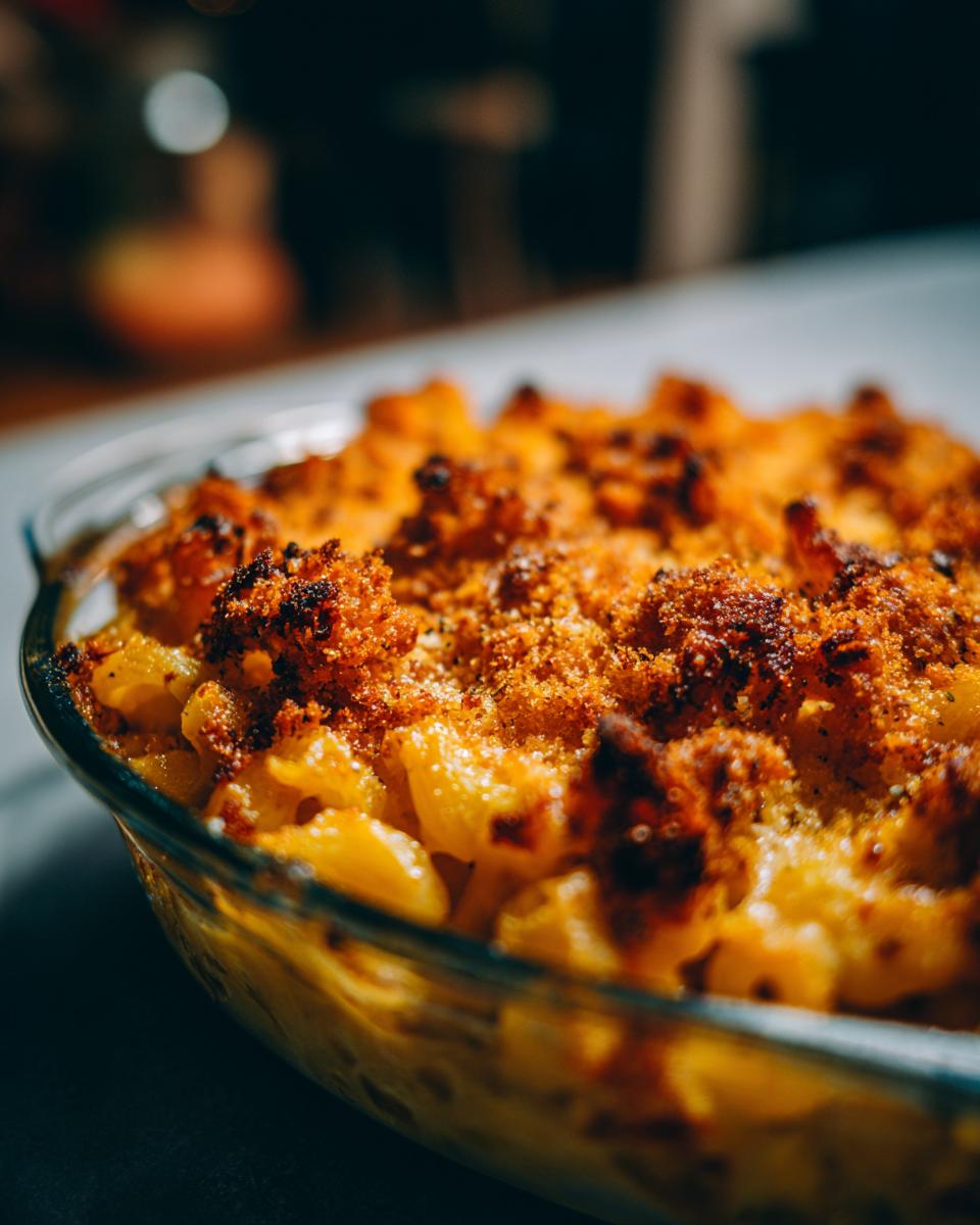 Baked mac and cheese with a crispy topping, featured in Best Pasta Recipes 2025: Crispy Outside, Juicy Inside.