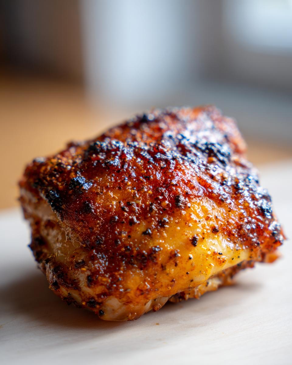 Perfectly cooked chicken thigh, showcasing a crispy outside and juicy appearance, part of Best Chicken Thigh Recipes 2025.