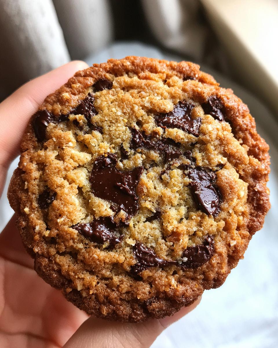 Close-up of a crispy chocolate chip cookie, perfect for Best Thanksgiving Desserts 2025: Crispy Outside, Juicy Inside.