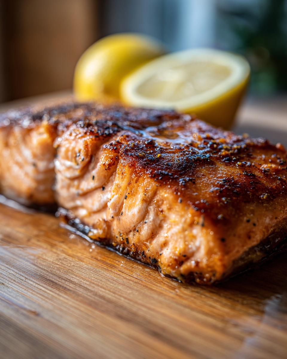Juicy grilled salmon fillet with lemon, perfect for a Grilled Salmon for Beginners recipe.