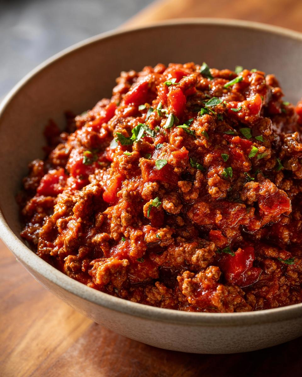 Bowl of Ground Beef Recipes Recipe Everyone Asks For, topped with fresh parsley.