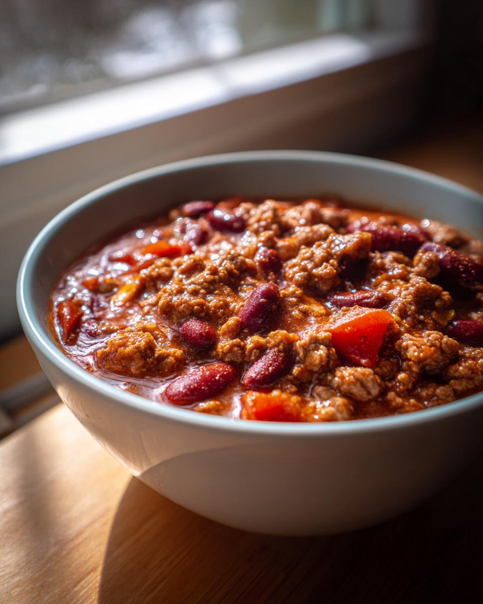 Bowl of hearty chili, a great Dinner Ideas Recipe Everyone Asks For, featuring beans, meat, and vegetables.