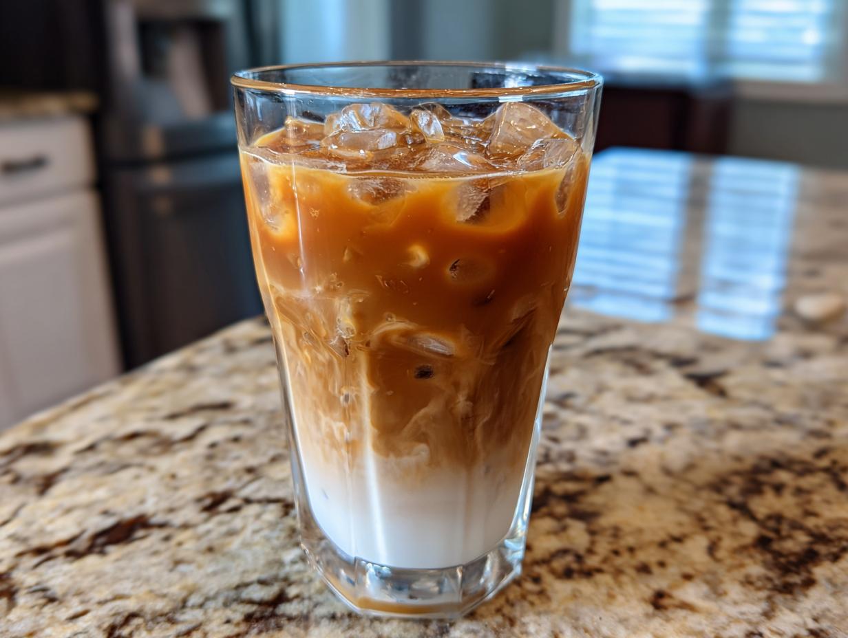 Iced latte in a glass. Learn What Makes Perfect Starbucks Drinks? Try This recipe!