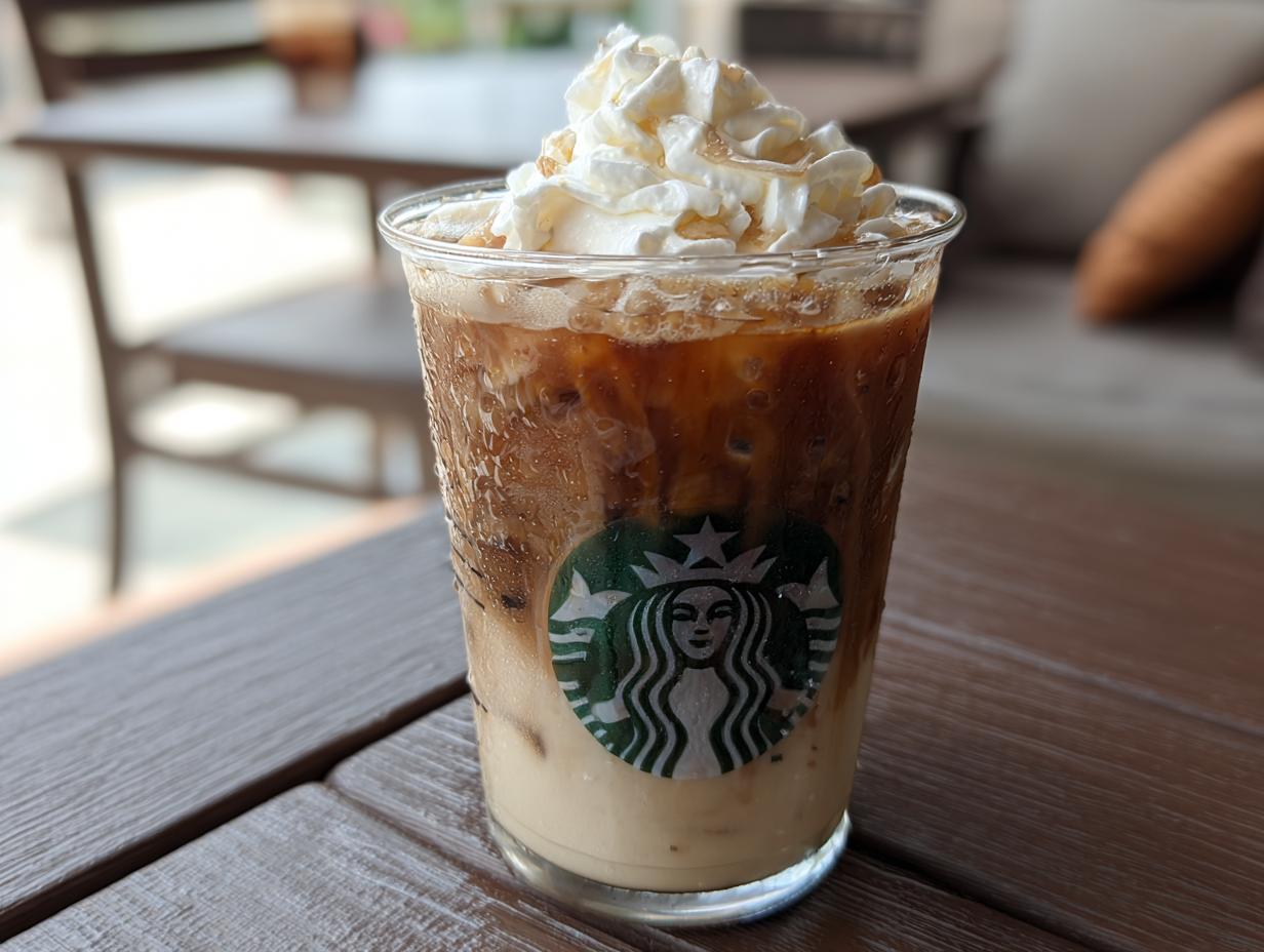 Iced Starbucks drink with whipped cream, showcasing one of the Best Starbucks Drinks 2025.