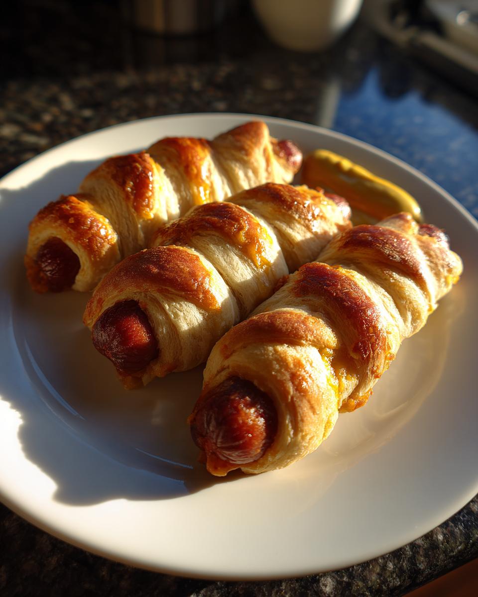 Three golden brown Spicy Jalapeño Popper Mummy Dogs on a white plate, ready to eat.