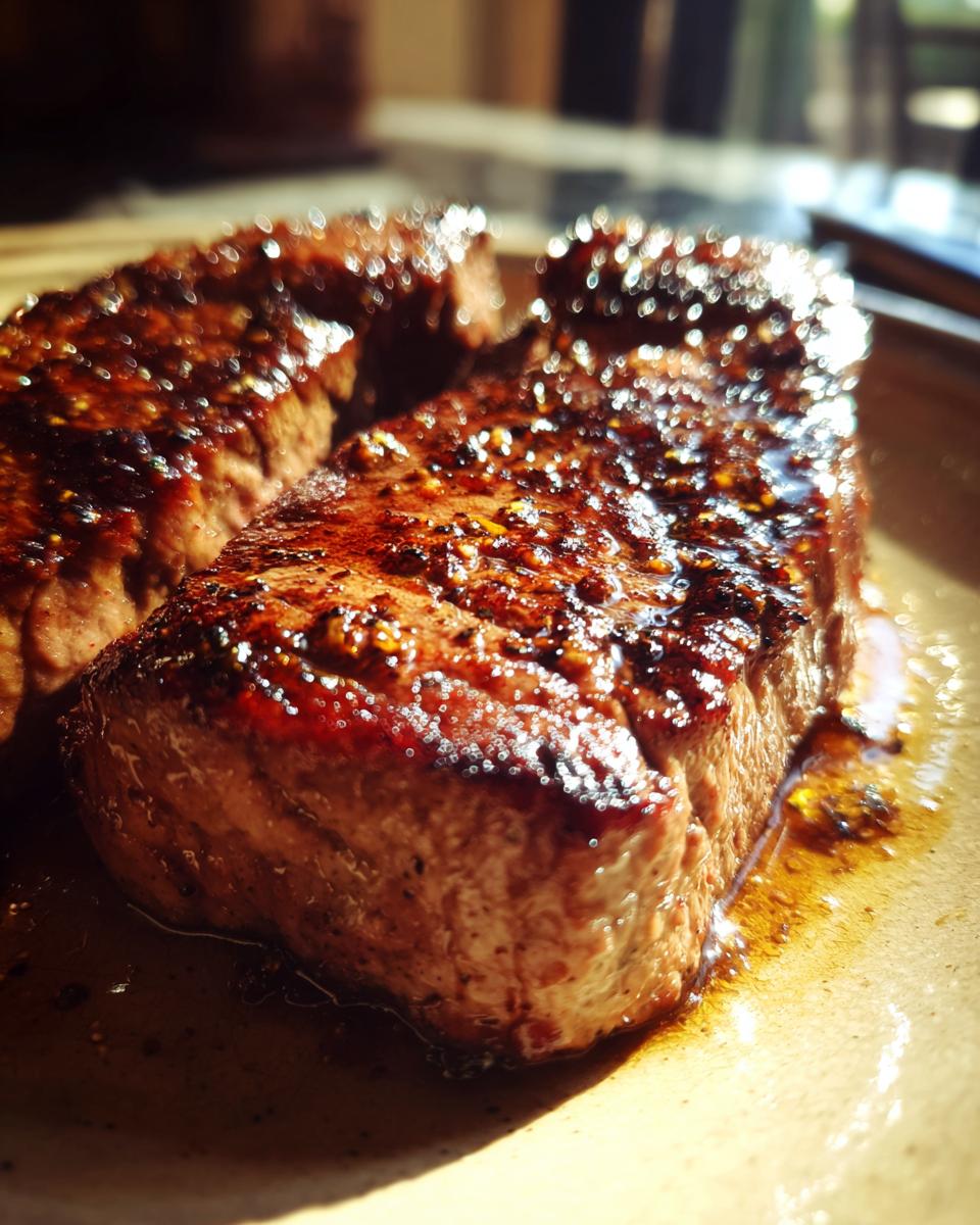Close-up of a juicy steak with a crispy crust, perfect for Best Breakfast Ideas 2025: Crispy Outside, Juicy Inside.