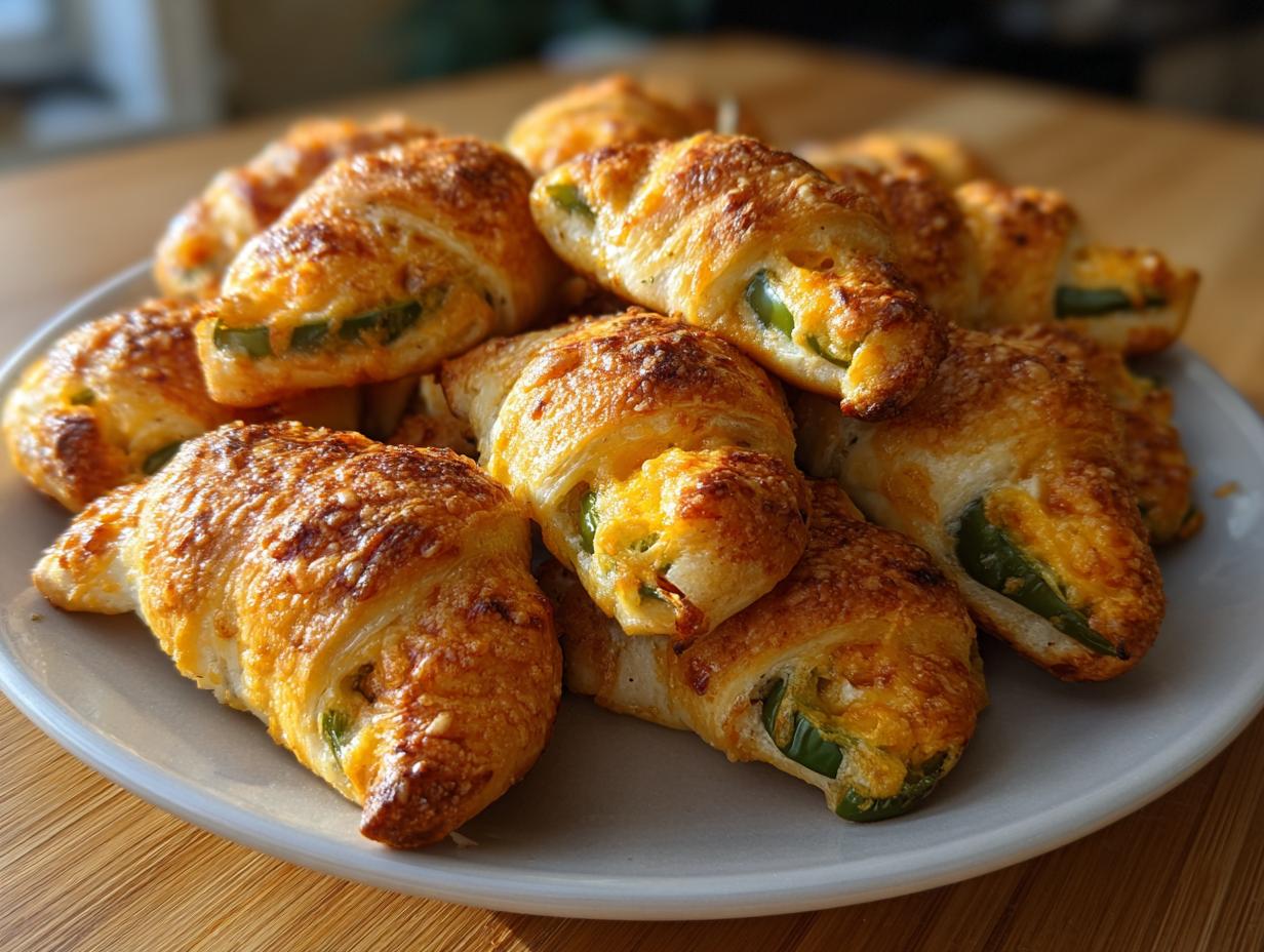 A plate of Mummy Jalapeño Poppers (2025), crescent rolls filled with jalapeños and cheese.