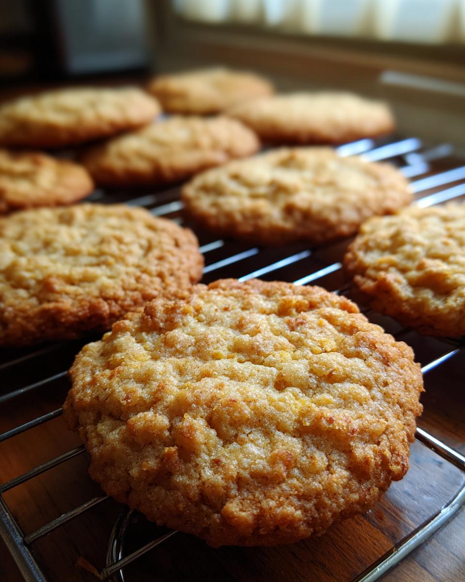 Freshly baked oatmeal cookies cooling on a wire rack, perfect for Thanksgiving Desserts.