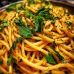 Close-up of pasta tossed with a light sauce and fresh herbs, part of the Ultimate Pasta Recipes guide.