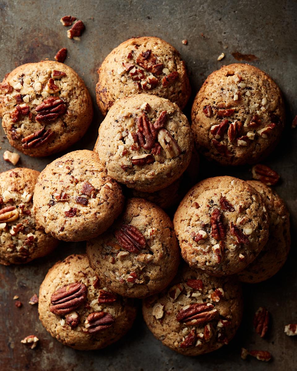 Overhead shot of pecan cookies, perfect Thanksgiving Desserts for busy weeknights.