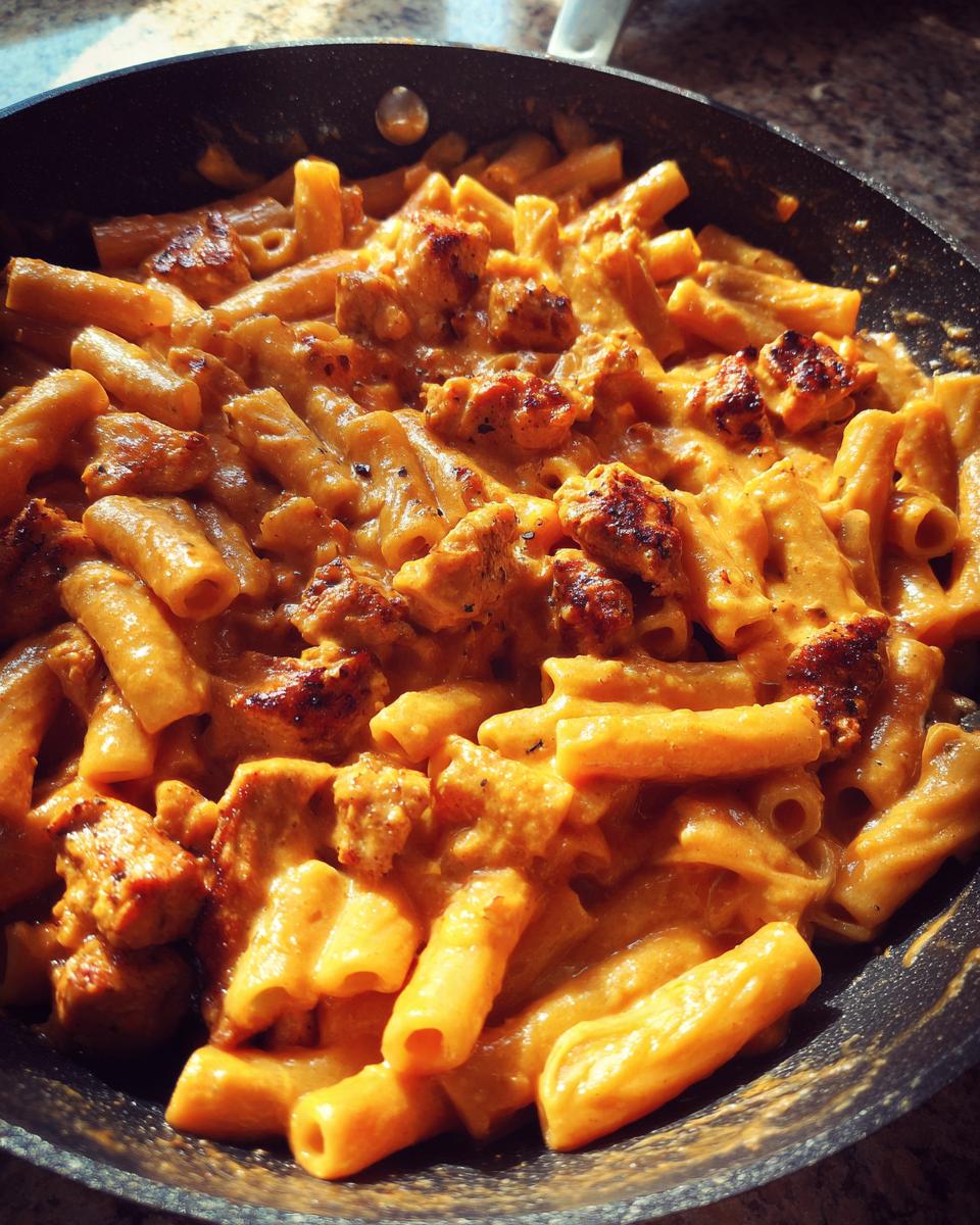 Rigatoni pasta with sausage in a creamy sauce, showcasing Restaurant-Style Pasta Recipes at Home.