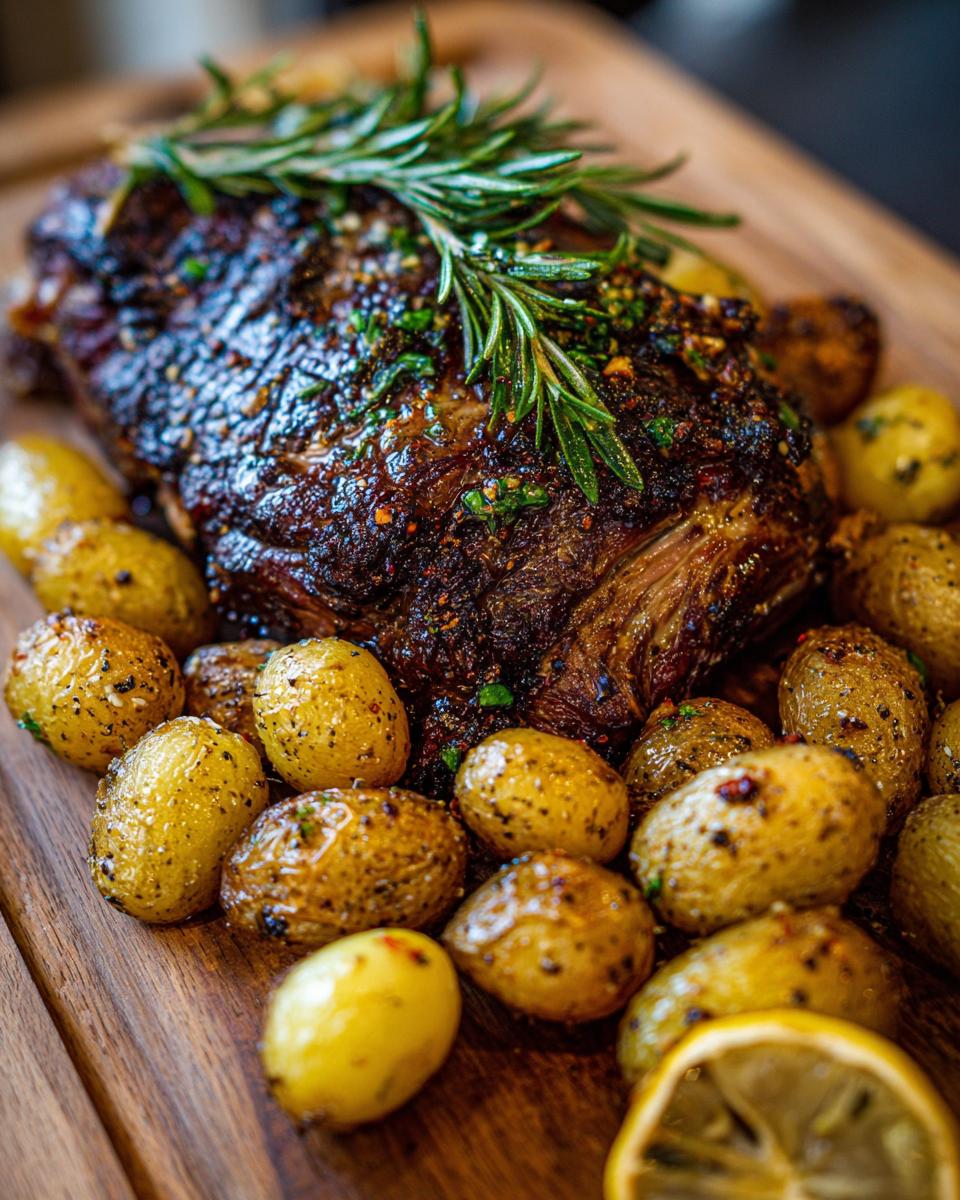Roasted beef with rosemary and potatoes, a delicious example of easy dinner recipes.
