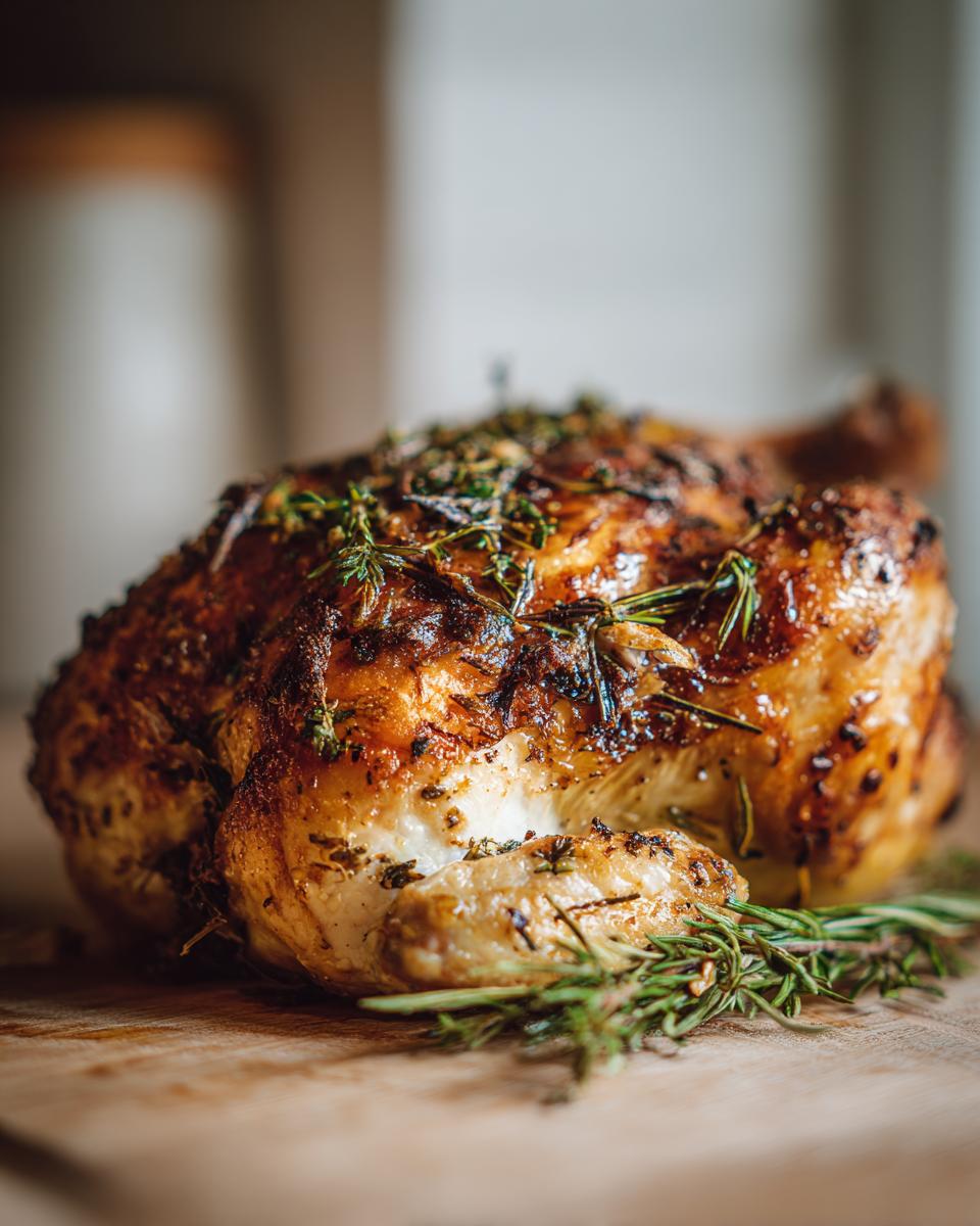 Juicy roasted chicken garnished with fresh rosemary and thyme, perfect for the Ultimate Chicken Guide.