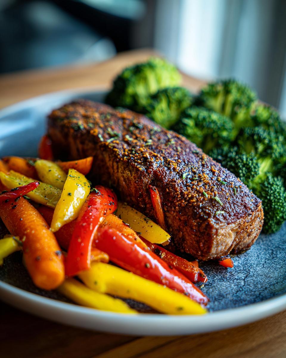 Seared steak served with colorful bell peppers and broccoli, part of Ultimate Easy Dinner Recipes.
