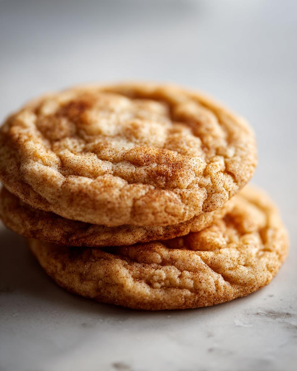 Stack of three snickerdoodle cookies, a delicious option for Thanksgiving Desserts.