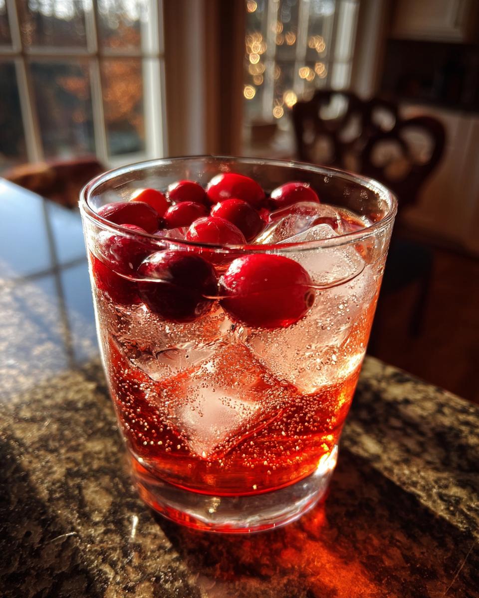 Festive Thanksgiving drink with ice and cranberries, perfect for the holidays. What Makes Perfect Thanksgiving Drinks? Try This!