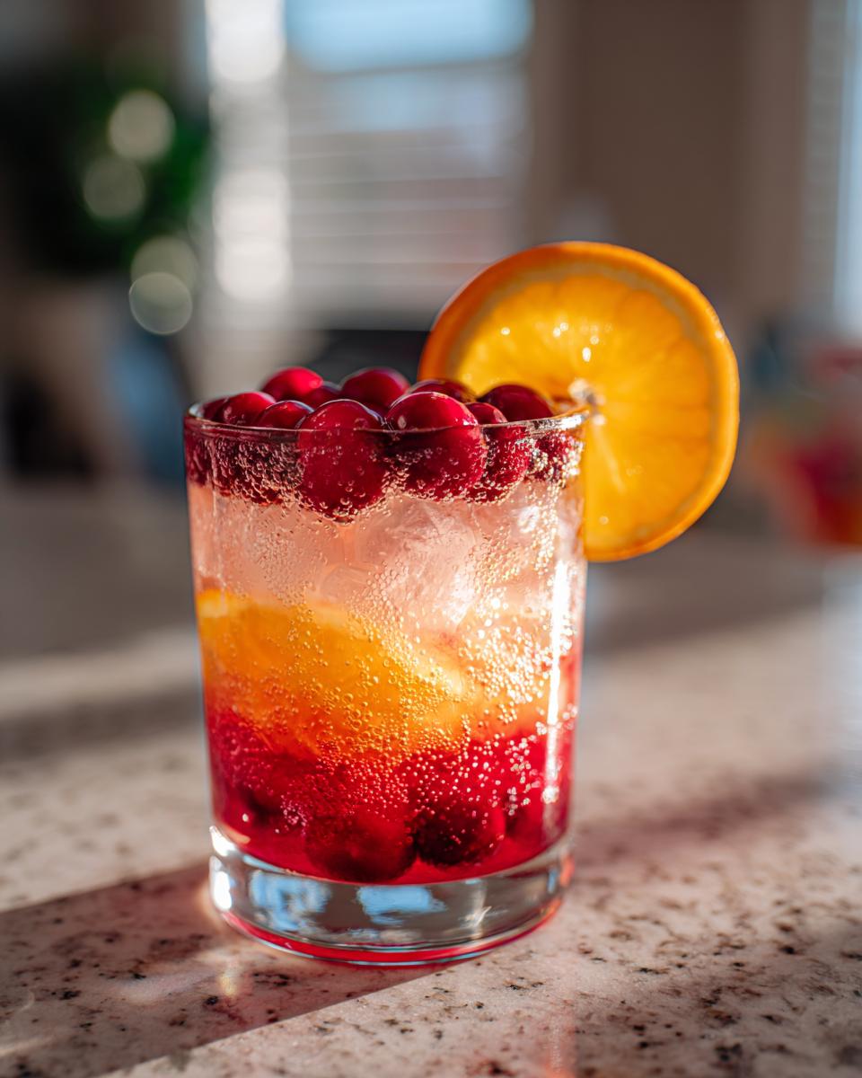 A colorful Thanksgiving drink featuring cranberries, orange slices, and bubbles, perfect for Best Thanksgiving Drinks 2025: Crispy Outside, Juicy Inside.