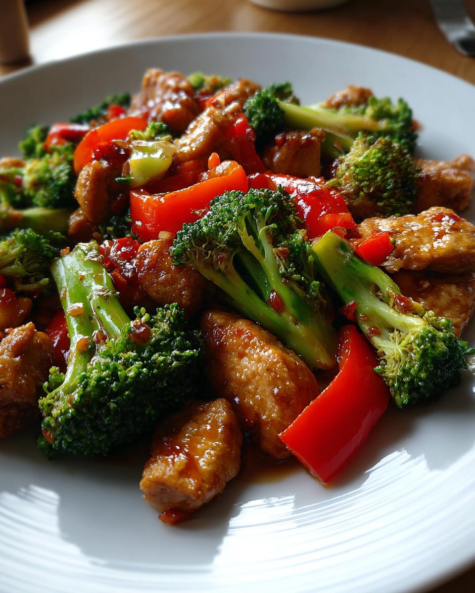 Tofu stir-fry with broccoli and red bell peppers, perfect for Dinner Recipes in 20 Minutes (Weeknight Win).