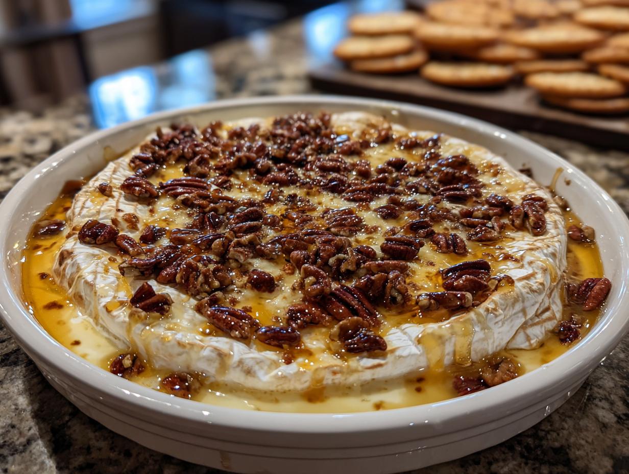 Amazing Baked Brie with Honey and Pecans